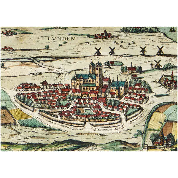Magnet Braun & Hogenberg, karta över "Lunden" ca 1590
