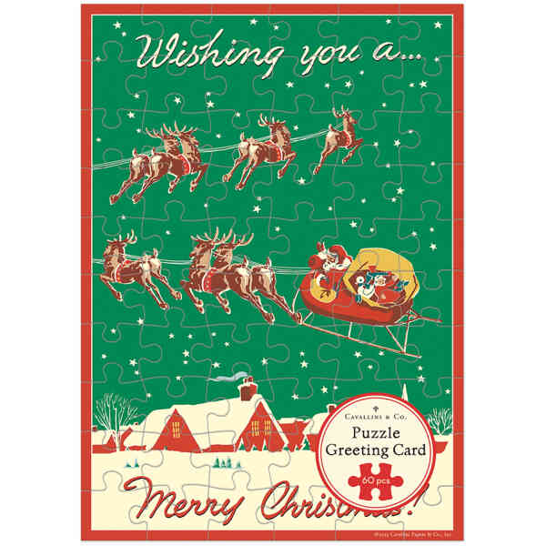 Christmas Reindeer Puzzle Greeting Card