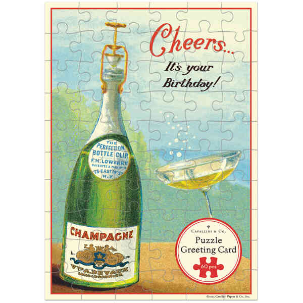 Happy Birthday Champagne Puzzle Greeting Card