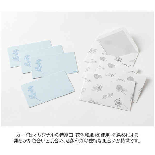 Card Set [Business Card Size] Floral-colored Washi Paper Blue