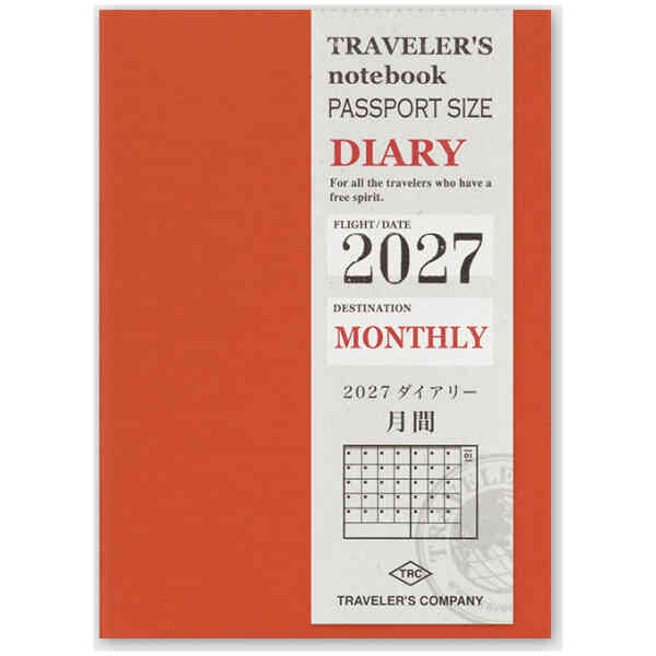 2027 TRAVELER'S notebook Monthly Diary Passport Size Förbeställ och betala nu för leverans av hela ordern i slutet på september