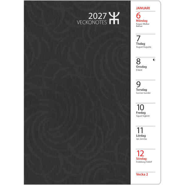 Lilla Veckonotes Svart  2027