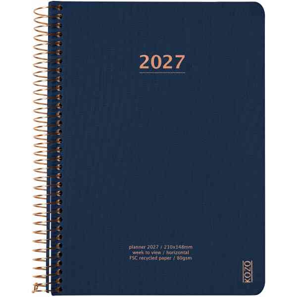 KOZO Kalender 2027 A5 Vecka per uppslag Navy