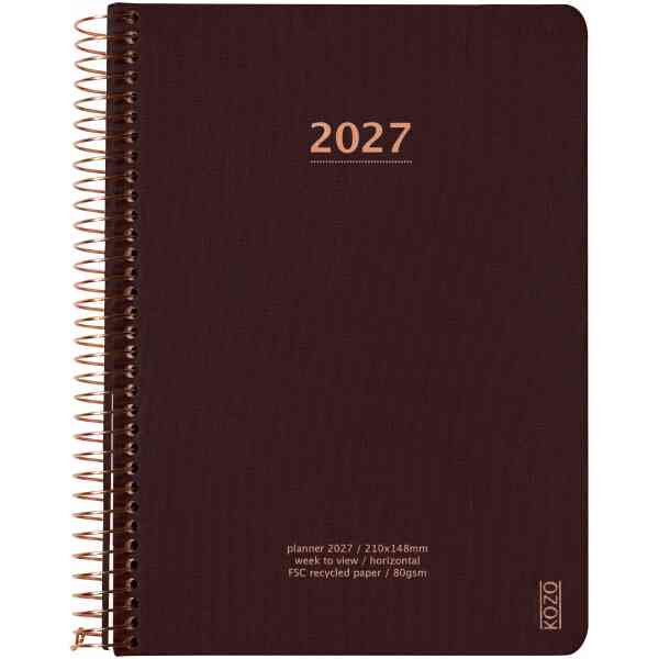 KOZO Kalender 2027 A5 Vecka per uppslag Coffee
