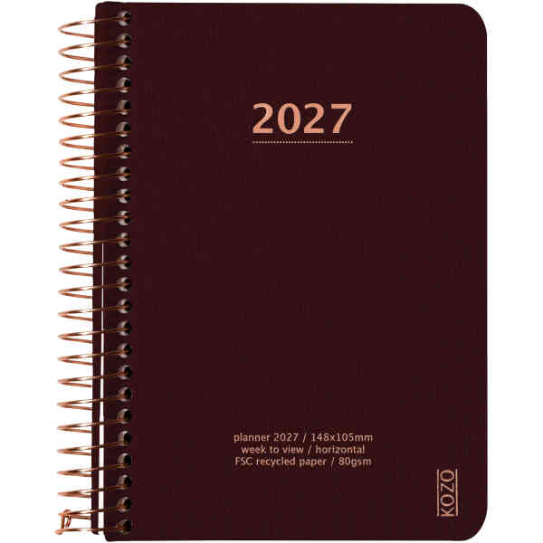 KOZO Kalender 2027 A6 Vecka per uppslag Coffee