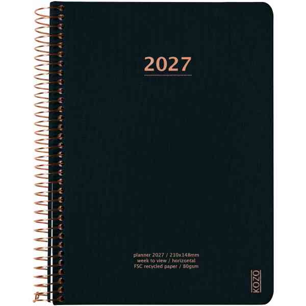 KOZO Kalender 2027 A5 Vecka per uppslag Black
