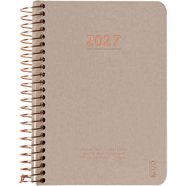 KOZO Kalender 2027 A6 Vecka per uppslag Sand