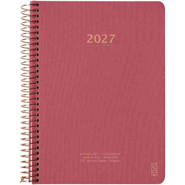 KOZO Kalender 2027 A5 Vecka per uppslag Guava Pink