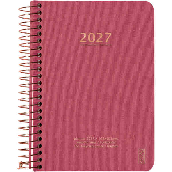 KOZO Kalender 2027 A6 Vecka per uppslag Guava Pink
