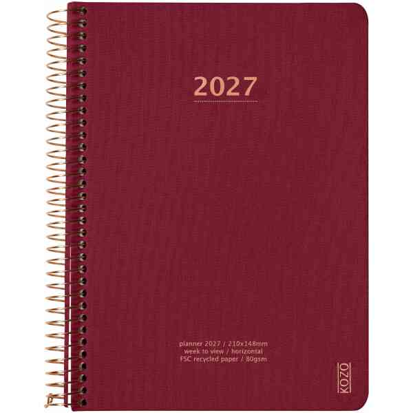 KOZO Kalender 2027 A5 Vecka per uppslag Berry