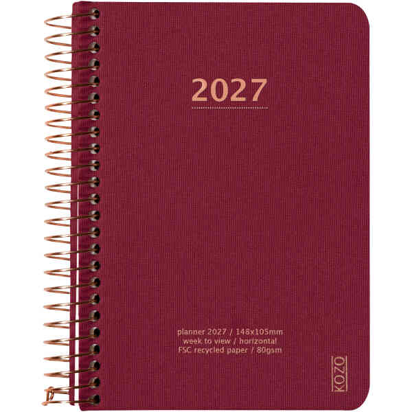 KOZO Kalender 2027 A6 Vecka per uppslag Berry