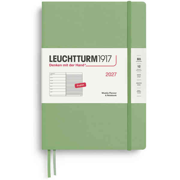 Weekly PLANNER & Notebook 2027 B5 Sage