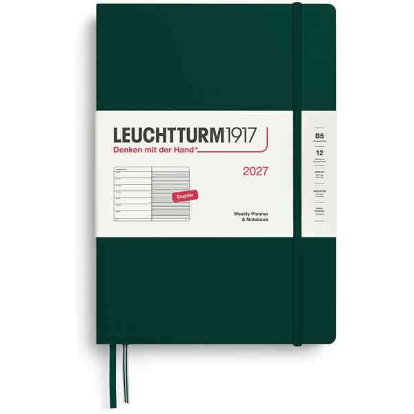 Weekly PLANNER & Notebook 2027 B5 Forest Green