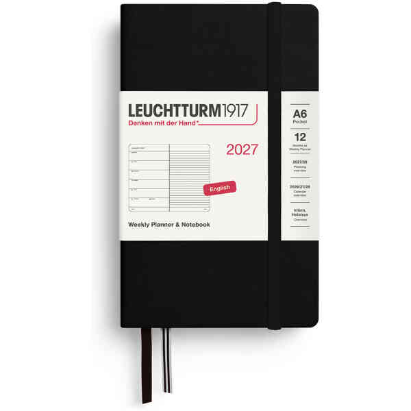 Weekly PLANNER & Notebook 2027 Hard A6 Black