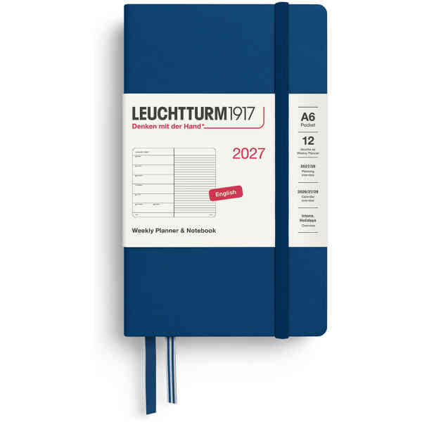 Weekly PLANNER & Notebook 2027 Hard A6 Indigo