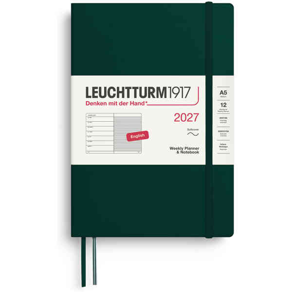 Weekly PLANNER & Notebook 2027 A5 Soft Forest Green