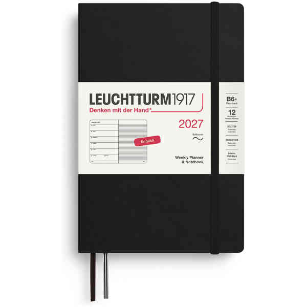 Weekly PLANNER & Notebook 2027 B6 Soft Black