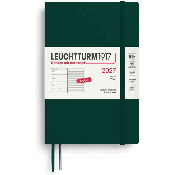 Weekly PLANNER & Notebook 2027 B6 Soft Forest Green