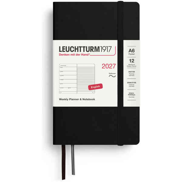 Weekly PLANNER & Notebook 2027 A6 Soft Black