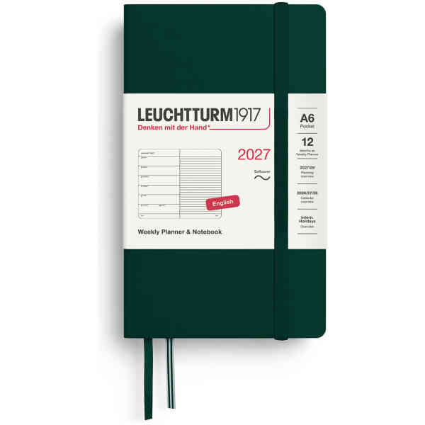Weekly PLANNER & Notebook 2027 A6 Soft Forest Green