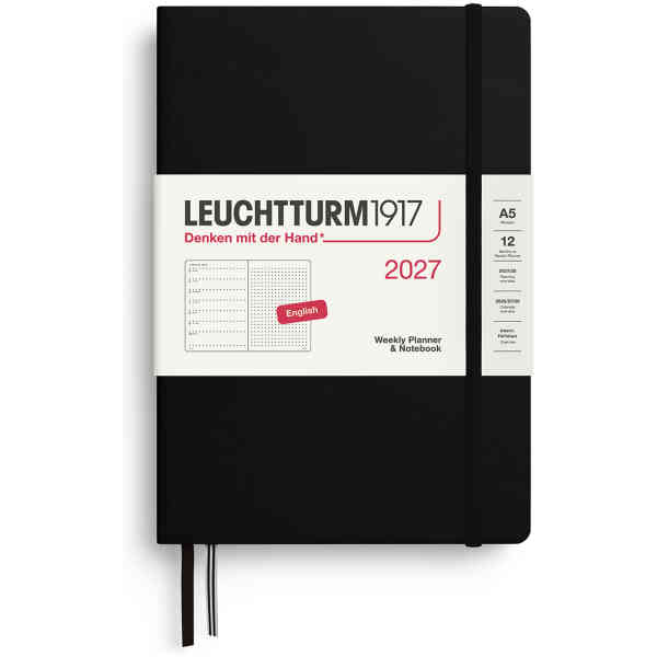 Weekly PLANNER & Notebook Dotted 2027 A5 Hard Black