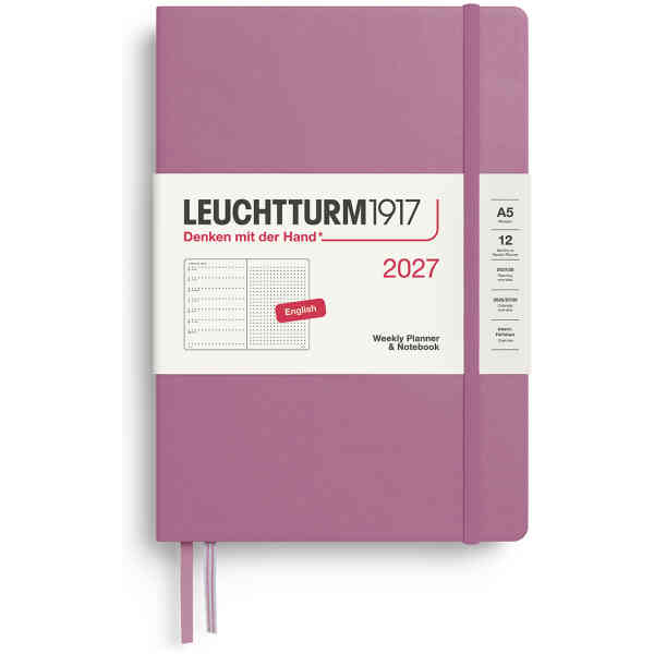Weekly PLANNER & Notebook Dotted 2027 A5 Hard Dusty Rose