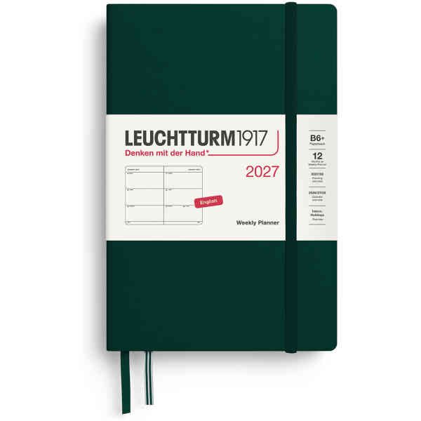 Weekly PLANNER 2027 Hard B6 Forest Green