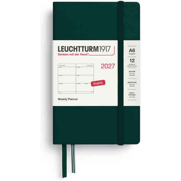 Weekly PLANNER 2027 A6 Hard Forest Green
