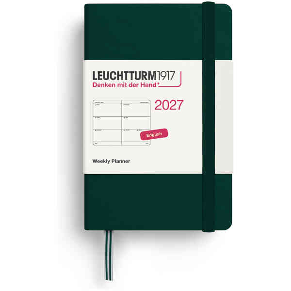 Weekly PLANNER 2027 A7 Hard Forest Green