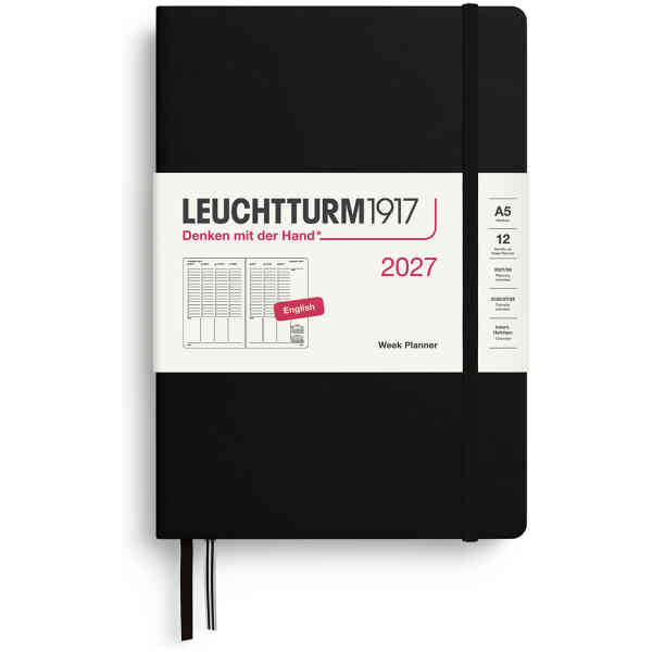 Week PLANNER 2027 A5 Hard Black