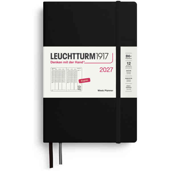 Week PLANNER 2027 B6 Hard Black