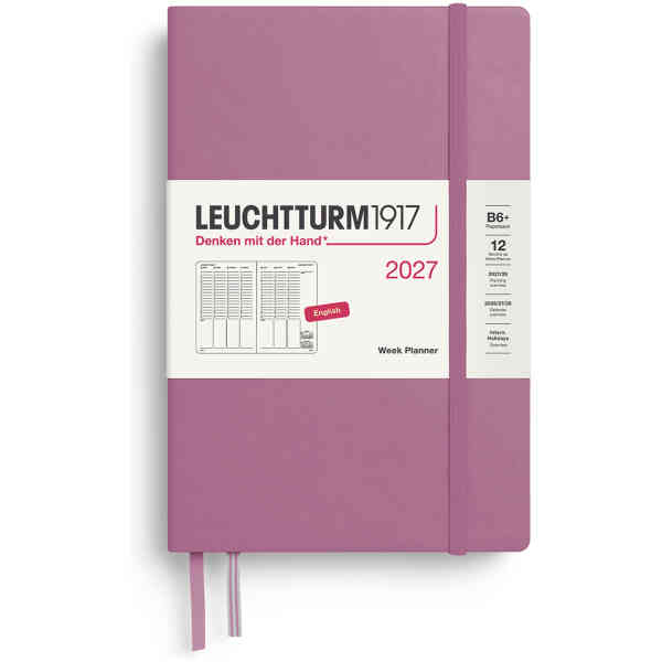 Week PLANNER 2027 B6 Hard Dusty Rose