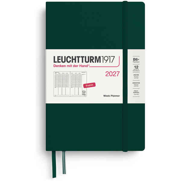 Week PLANNER 2027 B6 Hard Forest Green