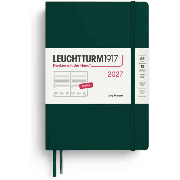 Daily PLANNER 2027 A5 Hard Forest Green