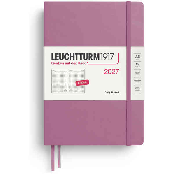 Daily PLANNER 2027 A5 Hard Dusty Rose Dotted