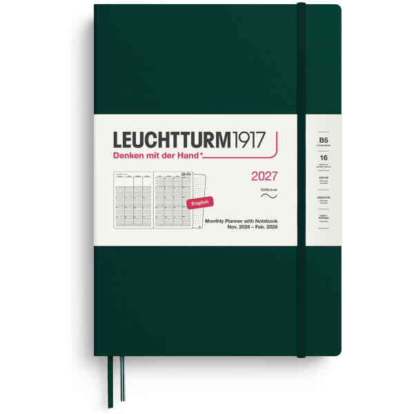 Monthly PLANNER 2027 B5 Soft 16m. Forest Green
