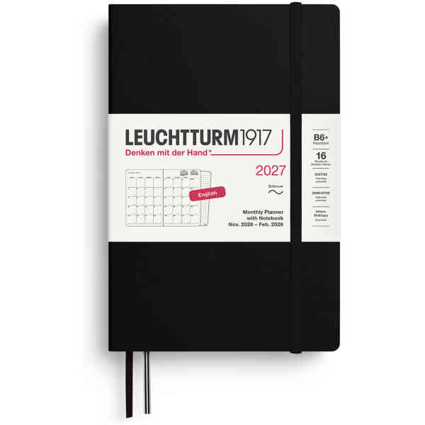 Monthly PLANNER 2027 B6 Soft 16m. Black