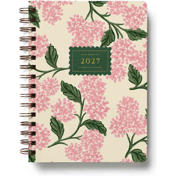 2027 Pink Hydrangea Softcover Spiral Planner