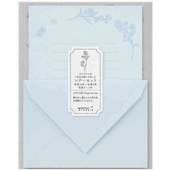 Letter Set Flower Color Washi Paper Blue